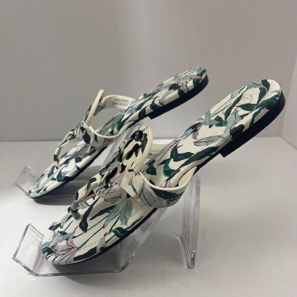 NEW Tory Burch Miller 6.5 Desert Bloom Floral Leather Thong Sandals Designer - Picture 5 of 8